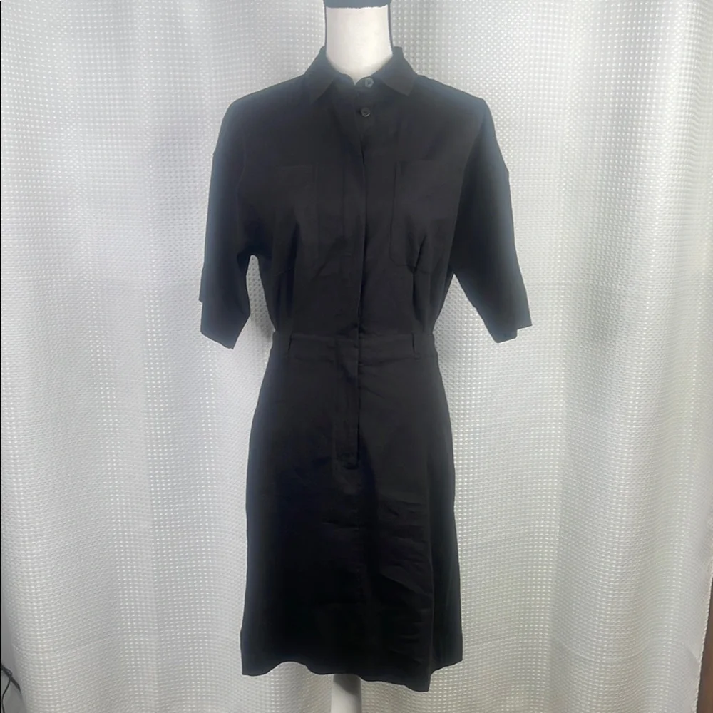 Theory Linen Blend Dress Short Sleeve Stretch Summer Sz 4